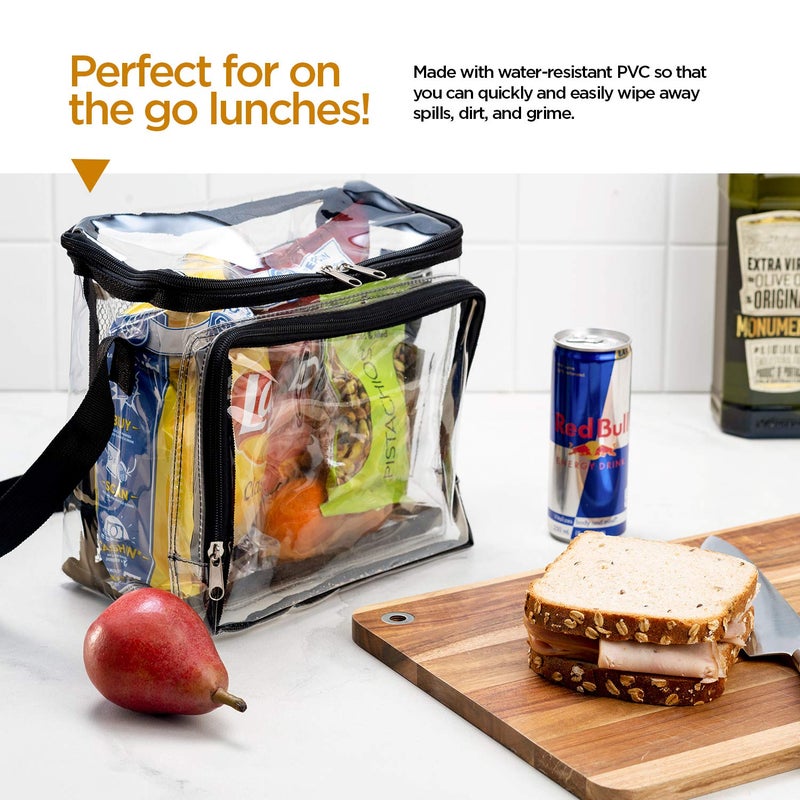 SP HOME GOODS Stadium Approved Clear Tote Bag with Adjustable Strap, Front Storage Compartment, and Mesh Pockets - See Through Zippered Clear lunch Bags for Work, School, Concerts - Image 5
